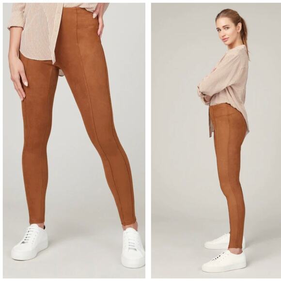 SPANX Faux Suede Legging Rich Caramel Tan Brown {3E1} - Picture 1 of 6